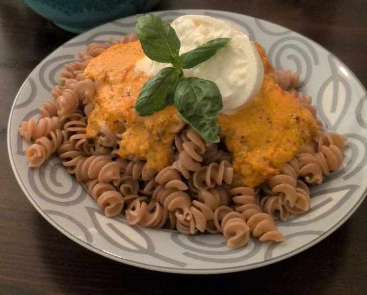 Burrata-Soße mit Vollkornnudeln