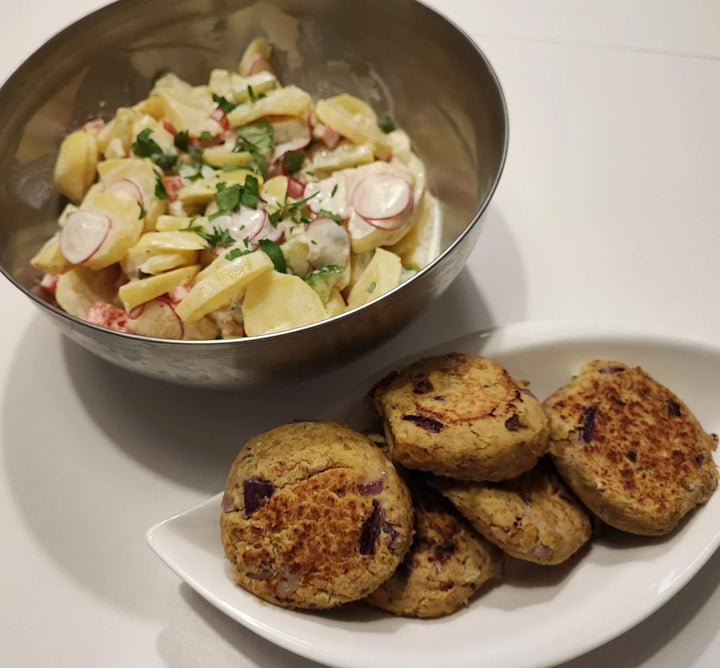 Kichererbsenbratlinge mit Kartoffelsalat